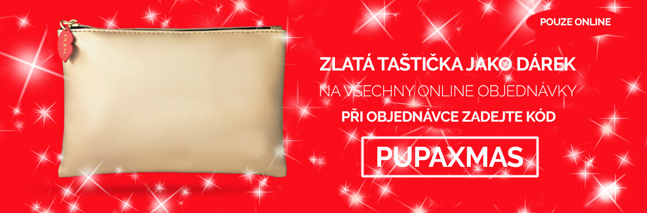 Zlatá taštička jako dárek promo-pupaxmas